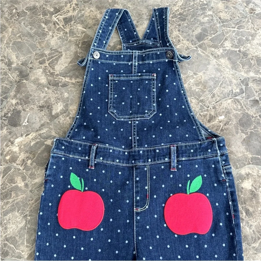 Gymboree Apple Dot Overalls Denim Teachers Favorite School Polka Dot Bib Size 8